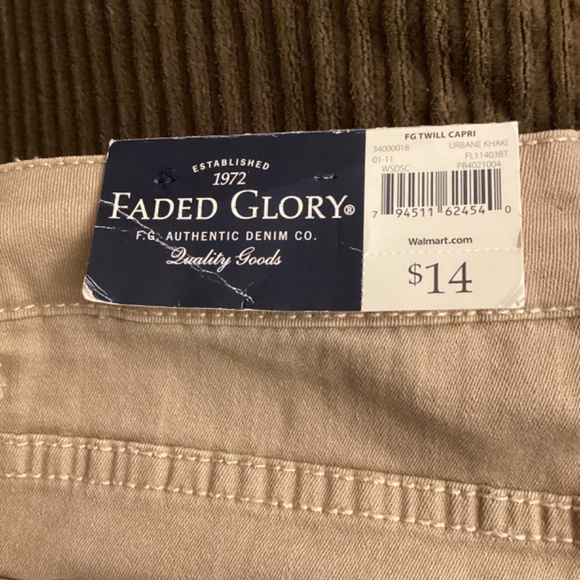 New Women’s Faded Glory Capris Capri Size 10 Tan - Picture 3 of 5